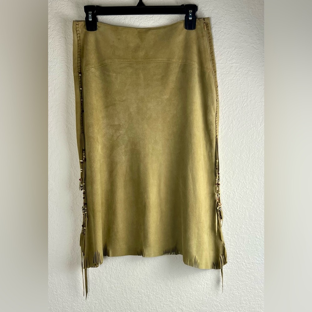 Nigel Preston & Knight Suede Skirt with Fringe & Beads - Picture 3 of 12